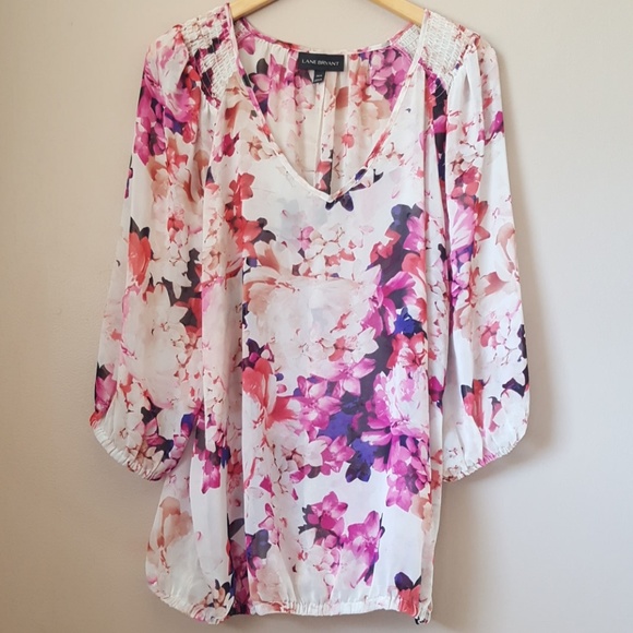 Lane Bryant Tops - Lane Bryant shear floral tunic blouse
